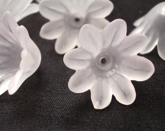 10 Pieces 18mm x 10mm Frost White Aster Lucite Flower Beads Craft Beads Plastic Flower Beads Acrylic Flower Beads