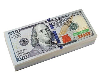 Six Pack SMALLER Size of Best Real Looking PLAY MONEY: Individual Packs of 1's, 5's 10's, 20's, 50's, 100's (4.85 x 2.1 inches)
