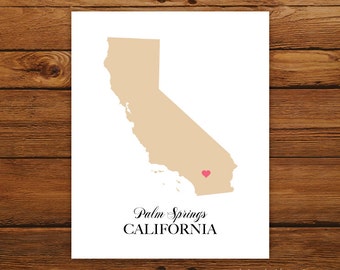 Custom California, Personalized State Print, State Love, State Map, Country, Heart, Silhouette, 8 x 10 Wall Art Print
