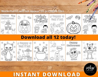 Halloween Activity Kids Coloring Book INSTANT DOWNLOAD