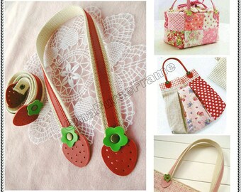 1pair-Strawberry / Apple Leather handles purse bag handles (red/pink color-3types for choice)