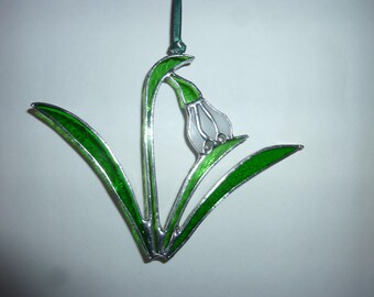 Stained Glass Snowdrop suncatcher.Flower suncatcher.