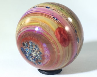 Planet marble, glass sphere, Art glass marble, uv glass marble, large marble, artist made marble, contemporary glass marble, handmade