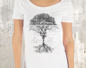 Women's Organic Scoop Neck T-Shirt - Tree Diagram & Schematics - Women's Viscose Bamboo and Organic Cotton Tee