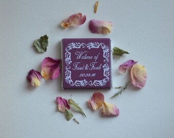 Personalised Belgian Neapolitan/Chocolate Square Wedding Favours x50