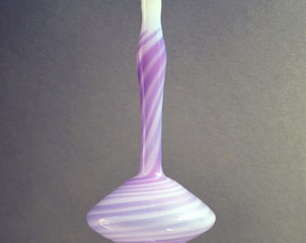 Hand Blown Ornament, Purple & White Striped Ornament, Glass Ornament, Handmade Ornament, Glass Art Ornament, Borosilicate Ornament