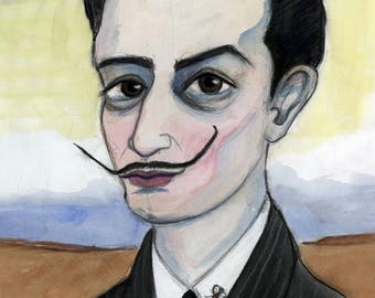 Salvador Dali Art Print, Artist Portrait (11x14)