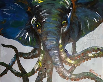 Elephantocupus / acrylic on canvas original painting / 24x24"