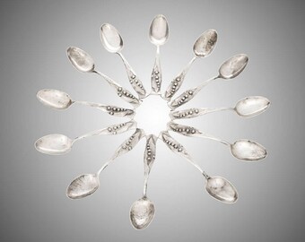 12 Sheibler Lily of the Valley spoons pat. 1889