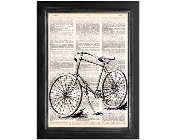 A Beautiful Vintage Bicycle Bike Art Printed on Vintage