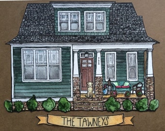 Custom Home Watercolor Portrait Housewarming Gift Realtor Closing Gift