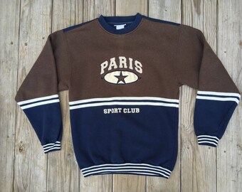 Paris Sport Club Sweatshirt 90's Grunge Blue Green Medium
