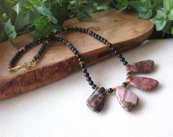 Multi Color Agate, Beaded Gemstone Necklace, Handmade Necklace, Stone Jewelry, Beaded Necklace with Pendant Set, Artisan Necklace, Big Bold
