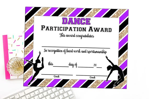 INSTANT DOWNLOAD Dance Team Certificate Dance Award