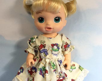 Snowman friends dress fits 12" baby Alive doll