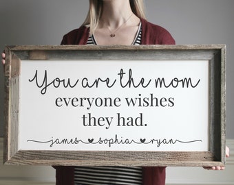 Personalized Mother's Day Gift Rustic Wood Mom Sign Family Wall Sign Family Sign Gift Idea Mom Gift From Kids Childrens Names Farmhouse Sign