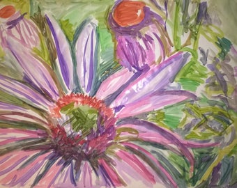Purple flower water color painting.