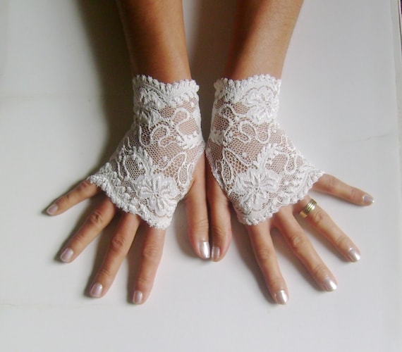 Ivory french lace gloves bridal gloves ivory lace gloves fingerless gloves