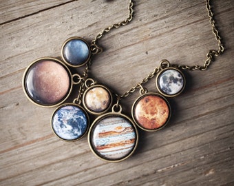 Solar System necklace, Statement necklace, Planet Necklace, Mothers day gift, Space jewelry, Celestial gift, Galaxy Necklace, Space necklace