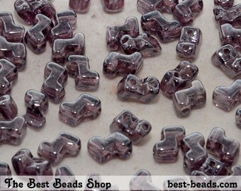 30pcs Lustered Amethyst Double Hole Zorro Beads 6x5mm