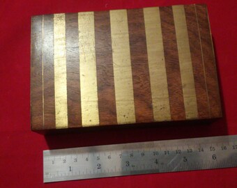 Antique Brass Indian Wooden Desk Box by An Original From Box Concepts Inc. NY 11558 Made in India