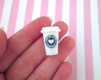 Miniature White Coffee Cup Cabochons, To Go Coffee Cup Cabochons, Dollhouse Coffee #193