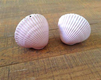 Pink Shell Salt and Pepper Shakers, Salt and Pepper Shakers, Collectible, Nautical Kitchen Decor