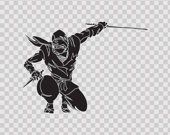 Ninja Ninja wall decal ninja poster gray black white fine
