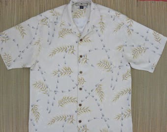 TOMMY BAHAMA Hawaiian Shirt Vintage Aloha Shirt Bamboo Tropical Print Surfer Resort Wear 100% Silk Camp Mens - M - Oahu Lew's Shirt Shack