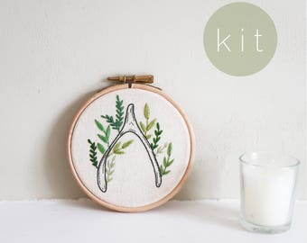 KIT - Wish Bone Embroidery Kit - DIY Embroidery Kit with Pattern