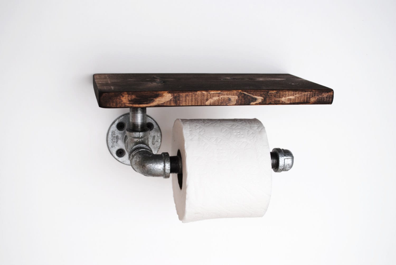 Industrial Toilet Paper holder with shelf galvanized pipe