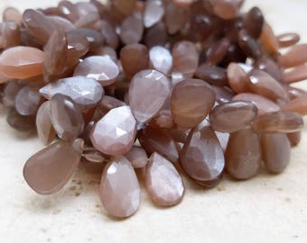 Chocolate Moonstone Faceted Pear , 8 Inch