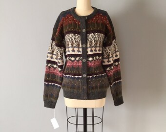 tree print cardigan