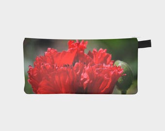 Red Poppy Pencil Pouch/ Make Up Bag
