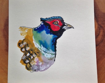Pheasant Original Watercolour Card