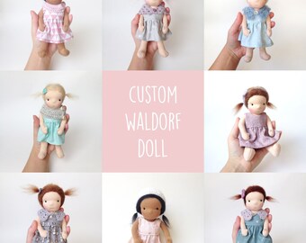 Custom Waldorf doll - 7.5" handmade Steiner doll made with natural materials. Made to order