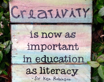 Wood Sign, Reclaimed Wood Sign, "Creativity" Art
