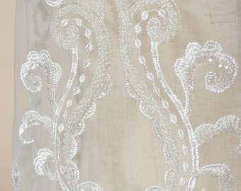 White embroidery Soft gauze mesh beading lace fabrics wedding gown fabric,bridal dress tulle lace 1 yard LLHB29W