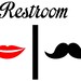 Bathroom Restrooms Sign Men Women Lips Mustache