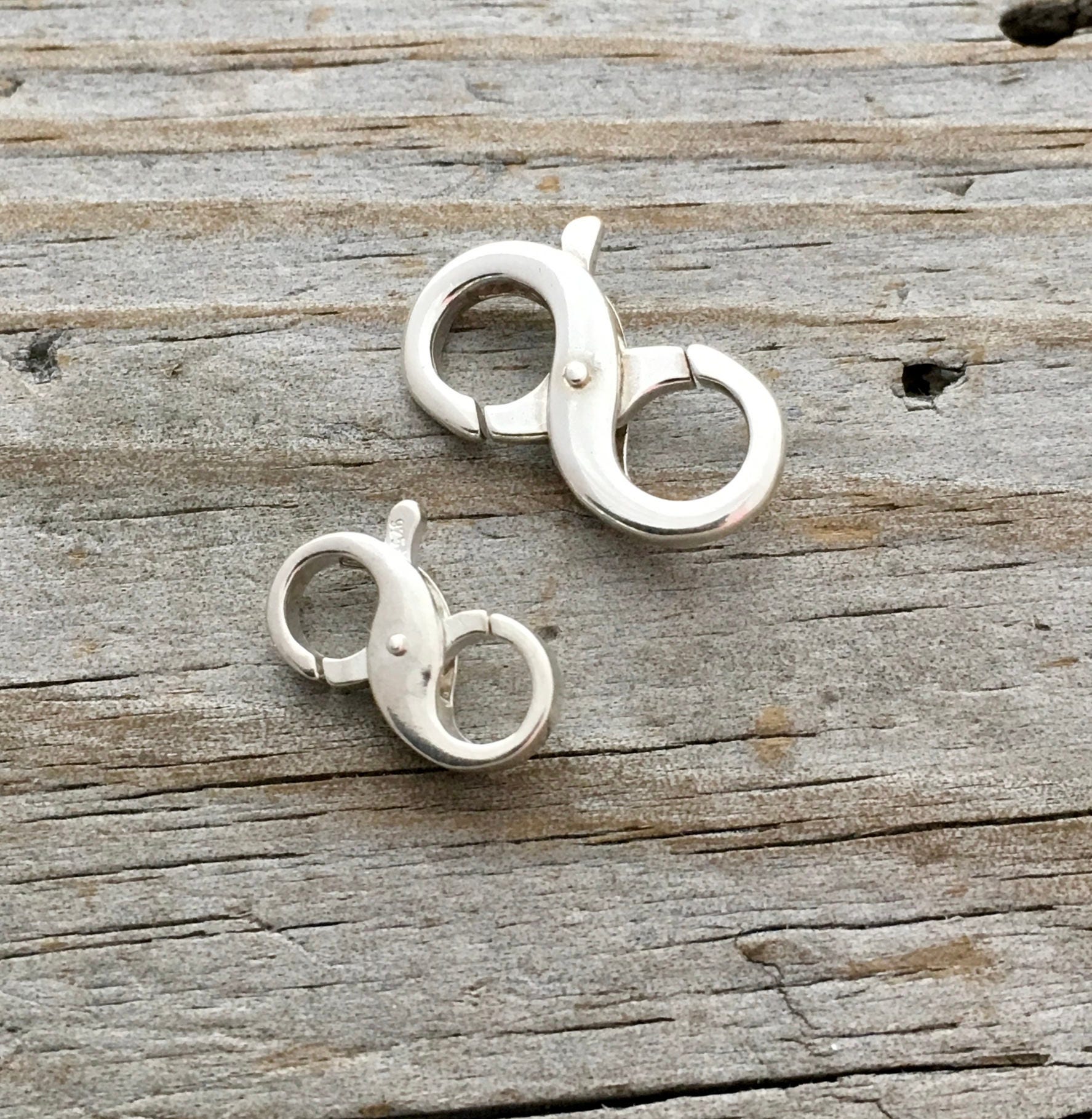 Sterling Silver Double Lobster Claw Clasp Two Sizes Jewelry