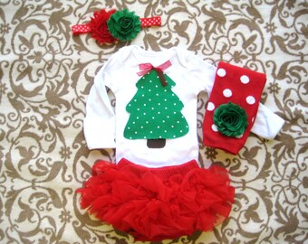 Baby Girl Christmas Tree outfit,Christmas Outfit baby girls,Christmas Photo shoot,Baby First Christmas,Christmas Tree shirt,Holiday Tree Set
