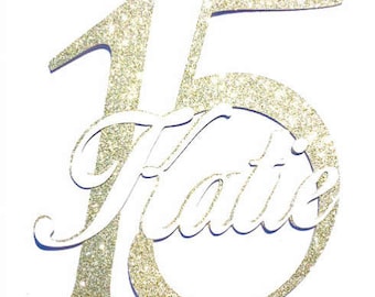 Gold Glitter Number Cake Topper