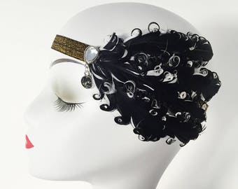 Curled Feather Fascinator Hair Clip Headband Gatsby Party Wedding Head Dress
