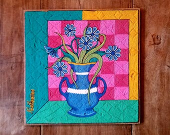 Original Neikame Huichol Textile Folk Art, Neikame Art, Huichol Folk Art, Mexican Folk Art