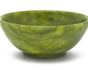 Serpentine Green Ritual Offering Bowl Hand Carved Natural Gemstone