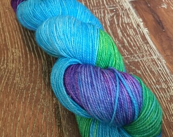 Hand Dyed Superwash Merino Nylon Gold Glitter Sparkle Sock Yarn, 100g/3.5oz, 'Teenage Kicks'