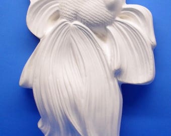 Ready To Paint/DIY/Plaster/ChalkWare/PlasterCraft Wall Décor/Wall Hanging/Wall Plaque Betta Fish Facing Right #593