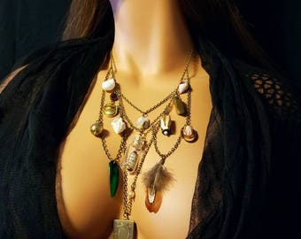 Voodoo Priestess, Necklace, Witchcraft, Witch Doctor, Occult, Spell, Witchy, Bohemian, Boho, Found Objects, Mixed Media, Assemblage, For Her