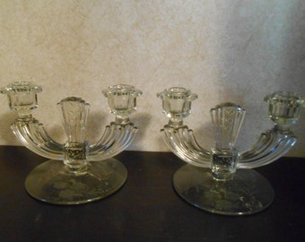 1930's Elegant Set of Two Art Deco Candelabrums