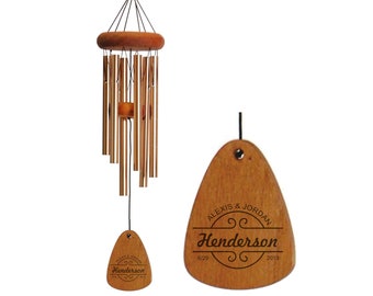 Anniversary Wind Chime, Engraved Windchime, 5 Year Anniversary, Gift for Her, Anniversary Gift, 5th Anniversary, Gift for him, Couple Gift